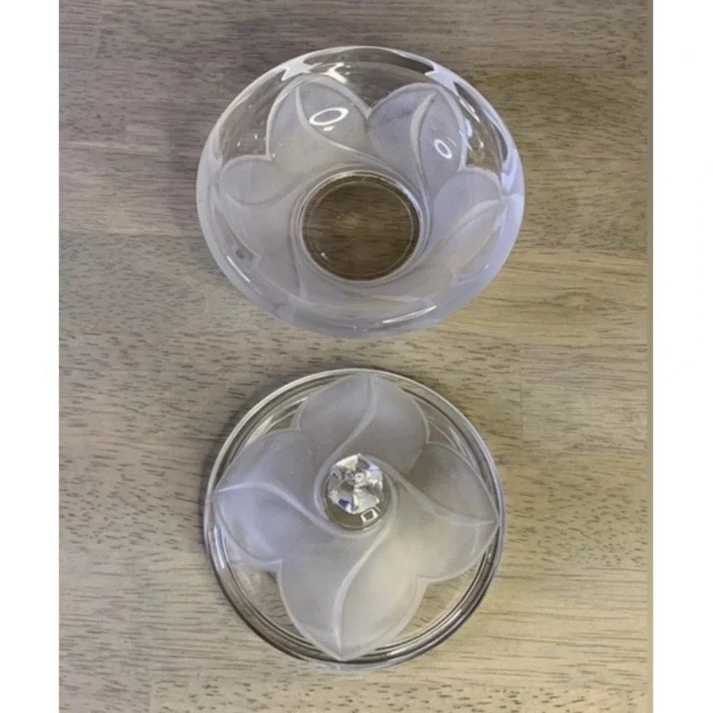 Vintage Cristal D'Arques *Clear & Frosted* Leaded Crystal Candy Dish With Lid